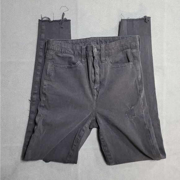 American Eagle Super Hi-Rise Jegging Size 2 Black 360 Next Level Stretch Denim - Picture 1 of 9